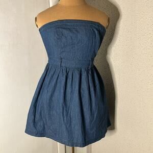 I Love H81 Blue Denim Cutout Back Jeans Top/Dress S Preppy Casual Boho Classic